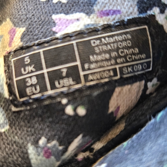 Dr Martens Stratford Boots Black Leather Goth Floral Lining High Lace Up Size 7 - Picture 5 of 9